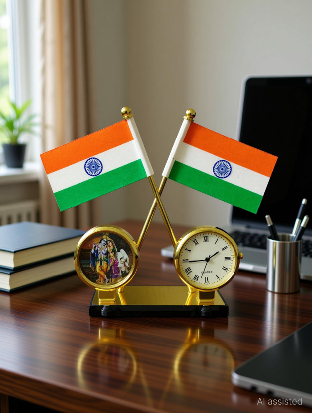 India Car Dashboard Flag 8.9 cm x 12.7 cm by Voyo(Nylon)