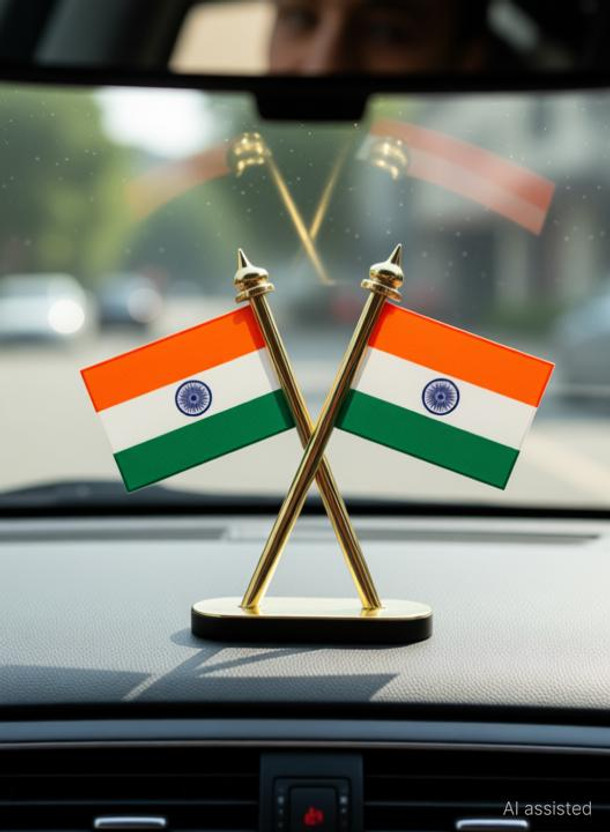 India Car Dashboard Flag 10.2 cm x 5.1 cm by epoch(Nylon)