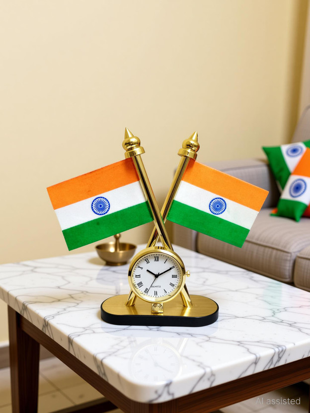 India Car Dashboard Flag 11.4 cm x 8.9 cm by Voyo(Nylon, Plastic)