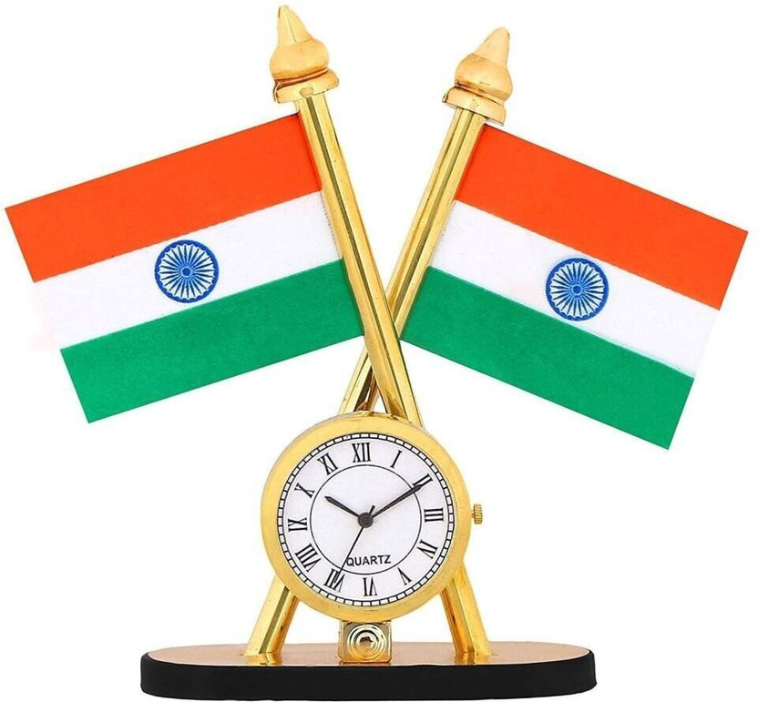 India Car Dashboard Flag 12.7 cm x 10.2 cm by Voyo(Nylon)