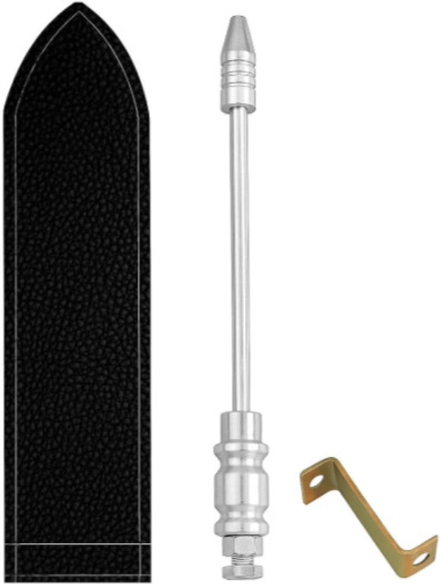 ARSH Premium Silver Car Flag Rod with Bracket and Cover (black) for All Car Models Rectangle Outdoor Flag(Metal, Pack of 1)