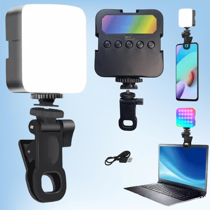FKU Selfie Light Rechargeable 1800mAh Portable Light Mini Clip LED Video Light Flash(Black)