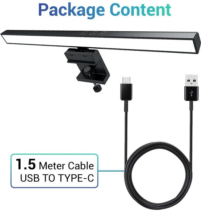 amaz SmartGlow LED Monitor Light Bar USB Type-C | Anti-Glare Eye-Care Desk Lamp Flash(Black, White)