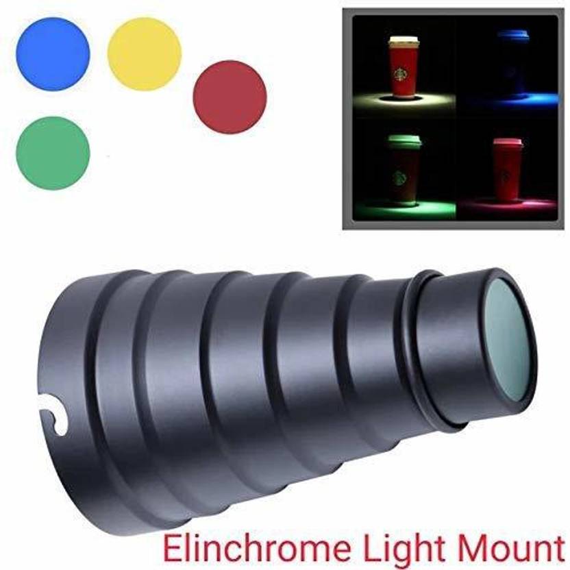 VTS Elinchrom Mount Conical Snoot with 4 Color Gel s for Studio Strobe