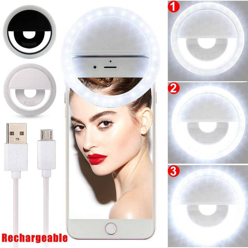 GUGGU SWE_19_Digital Rechargeable Mini LED Selfie Flash Ring Light All Smartphone Ring Flash