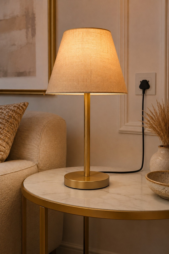 SM NYON GITS JJYT14 Table Lamp(45 cm, Gold, Beige)