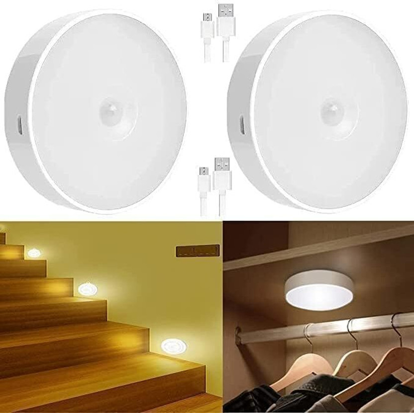 Pravya enterprises Rechargeable Body Sensor Light for Bedroom,Stairs,Bathroom,Kitchen - Pack2 Motion Sensor Light