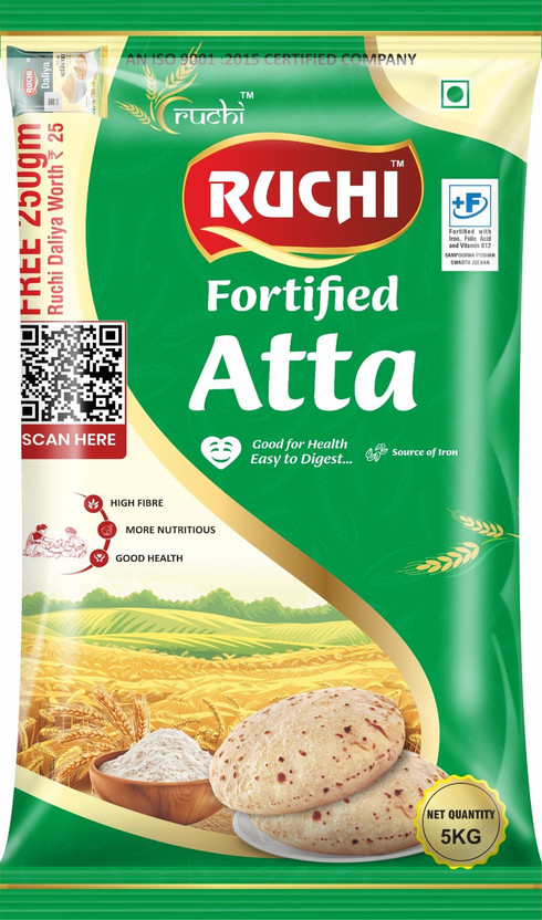 RUCHI Fortified High Fibre Whole Wheat Flour Iron & Vitamin B12 Fortified Soft Rotis(5 kg)