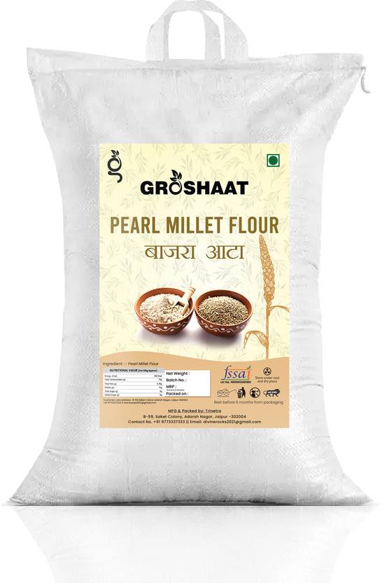 Groshaat Bajra Atta (Pearl Millet Flour) 10Kg Pack Price in India