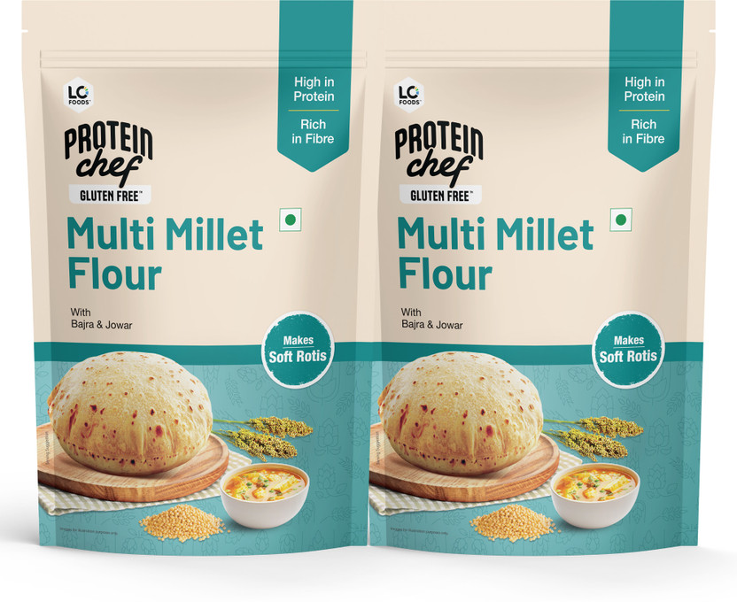 Lo! Gluten Free Multi Millet Atta | Bajra, Jowar, Ragi(2 kg, Pack of 2)