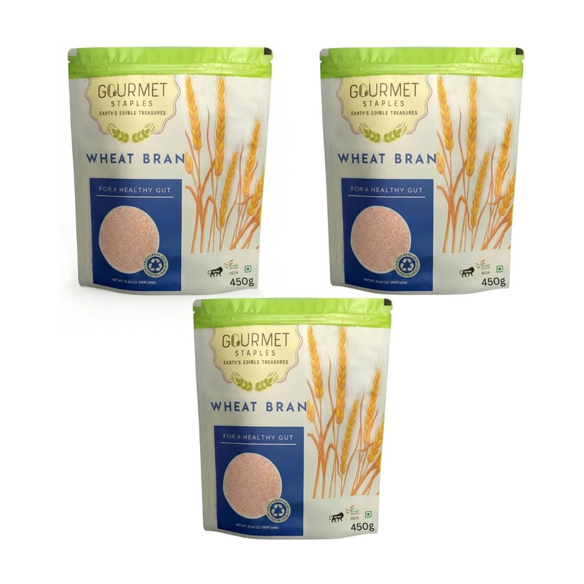 Gourmet Staples Wheat Bran Flour (Pack of 3) for Digestion & Weight Loss - High Fiber & VitaminE(1350 g, Pack of 3)