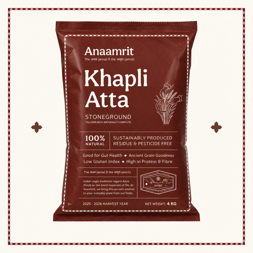 ANAAMRIT Khapli Atta Stone Ground | Ancient Emmer Wheat Flour | Whole Grain(4 kg)