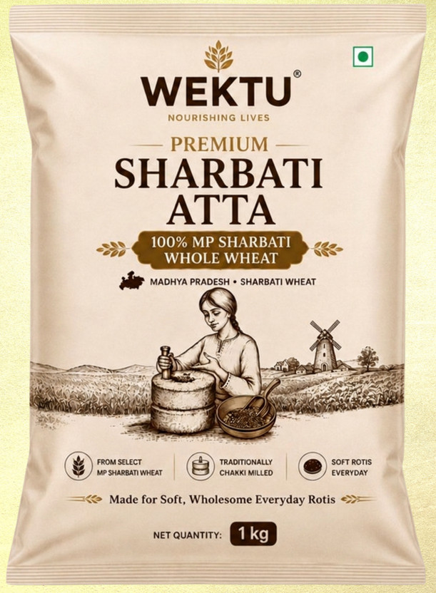 WEKTU Premium Sharbati Whole Wheat Atta/1kg/06(1 kg)