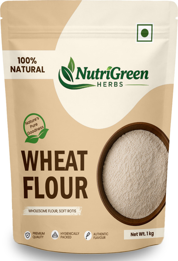NutriGreen Herbs Premium Wheat Flour (Atta) – High Fiber, Soft Roti Flour for Everyday Cooking(1 kg)