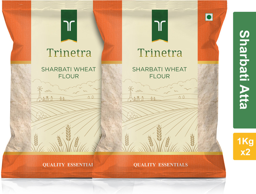Trinetra Best Quality Sharbati Atta (MP Wheat Flour)-1Kg (Pack Of 2)(2000 g, Pack of 2)