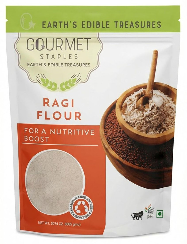 Gourmet Staples Gluten-Free Ragi Flour (Pack of 1) High Calcium & Iron Finger Millet(900 g)