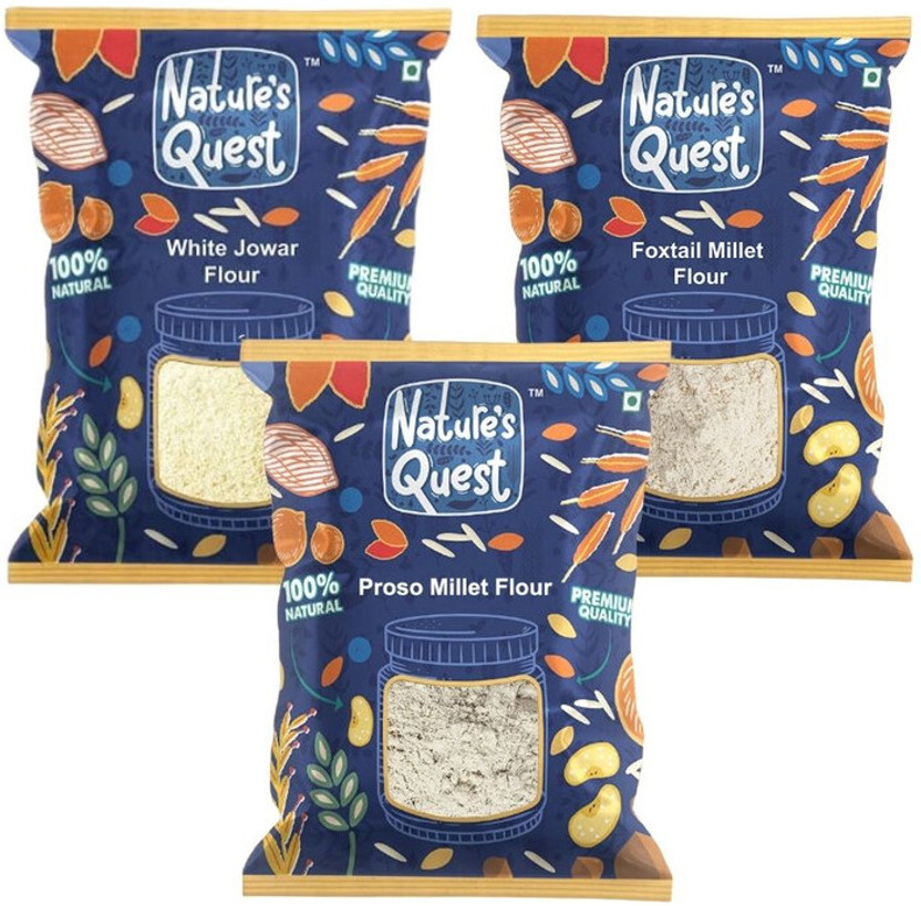 Nature's Quest Millet flour combo White Jowar,Foxtail,Proso (Pack of 3) 1.5 Kg(1.5 kg, Pack of 3)