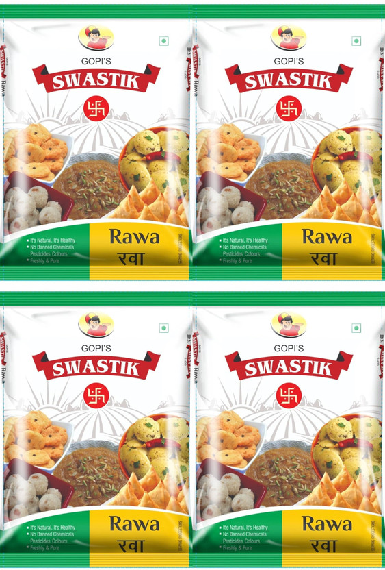 Swastik Rava | Natural, Nutritious, Healthy | For Upma, Rawa Idli, Rawa Dosa, Halwa(500 g, Pack of 4)