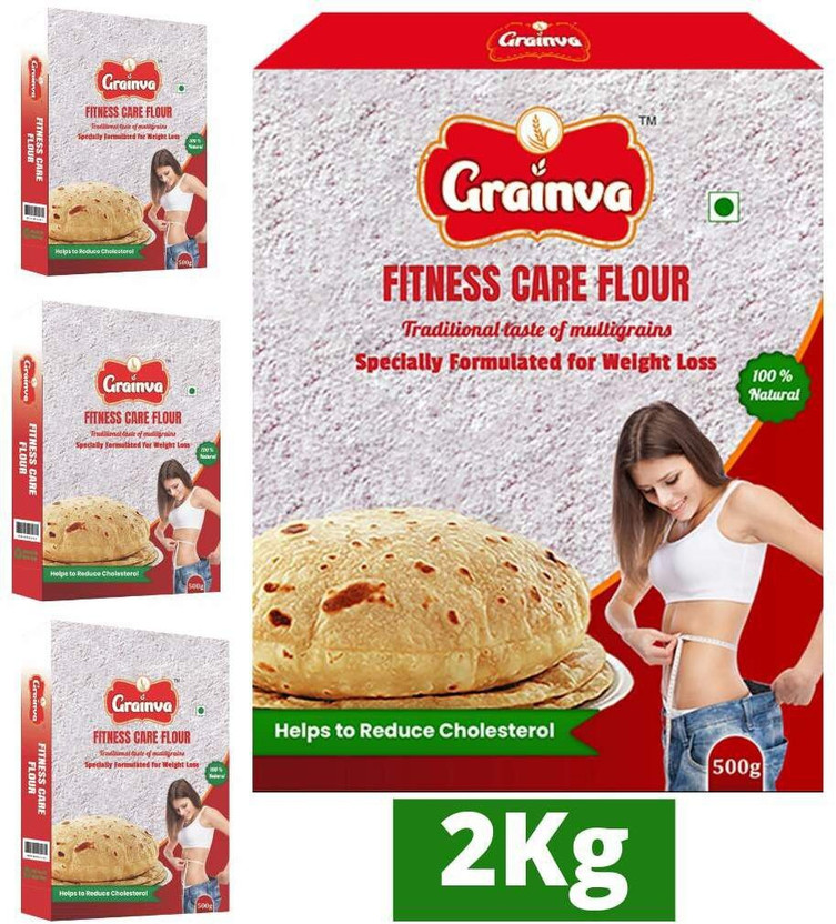grainva Fitness Care Flour Slim Weight Loss & Cholesterol Control Health care Multigrain 100%Natural Energy(2Kg) with source of High Protein,High Fiber,Gluten Free,Low Carb,Low GI,Diabetes & Dietary management,weight reduce balance,Belly fat reduce,Diabetic Friendly Slimming Body Fit Atta Food Produ
