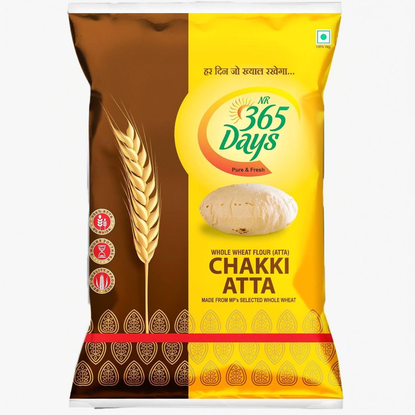 NR365DAYS Whole Wheat Chakki Atta for Soft Rotis | 100% Pure Wheat Flour | High Fiber(5 kg)
