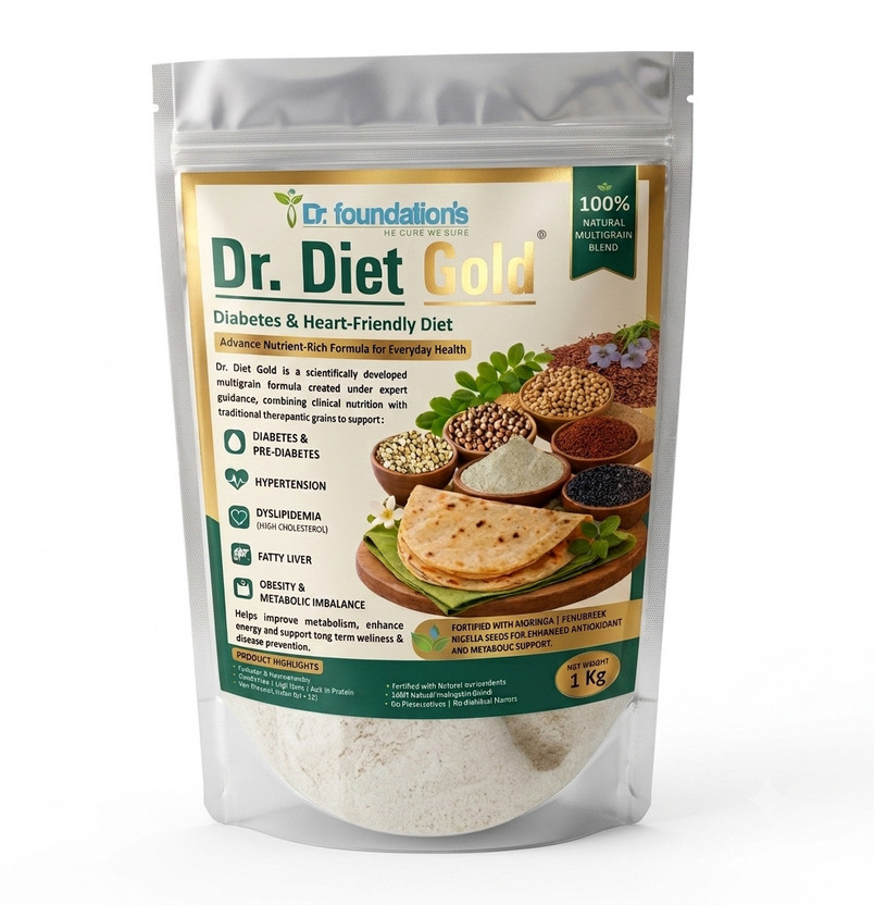 dr.foundation ORGANIC DR, DIET GOLD Sugar Control Atta Law-Gluten High Fiber Iron Protein Rich(1 kg)