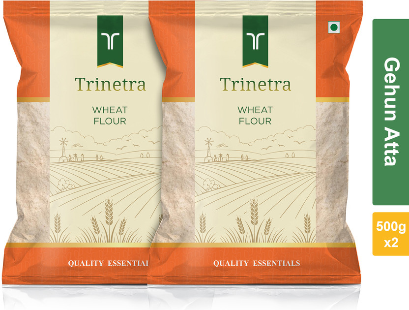 Trinetra Best Quality Gehun Atta (Wheat Flour)-500gm (Pack Of 2)(1 kg, Pack of 2)