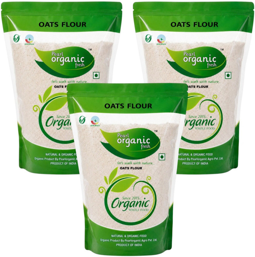Pearl Organic Fresh Oats Flour 100% Natural High Protein, Iron & Fibre-Rich Atta Healthy Diet Food(1.5 kg, Pack of 3)