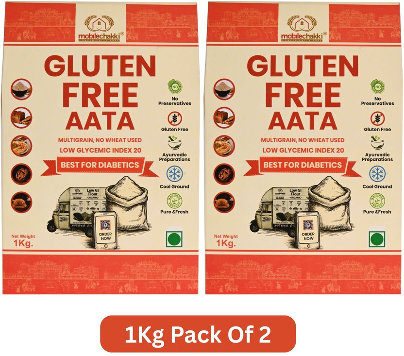 MOBILE CHAKKI Gluten Free Atta for Diabetics Low GI 20, Wheat Free(2 kg)