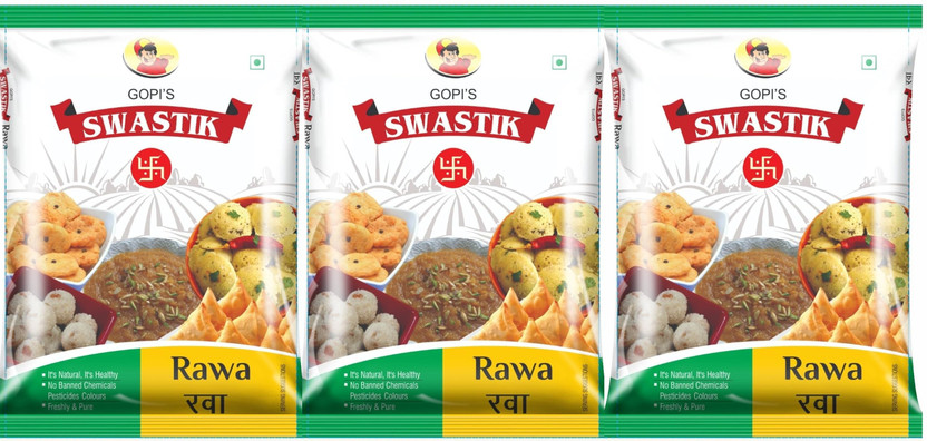Swastik Rava | Natural, Nutritious, Healthy | For Upma, Rawa Idli, Rawa Dosa, Halwa(500 g, Pack of 3)