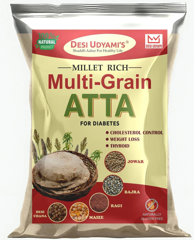 desi udyami Multigrain Atta for Diabetes, Cholesterol Control, Weight Loss, Thyroid(2 kg)