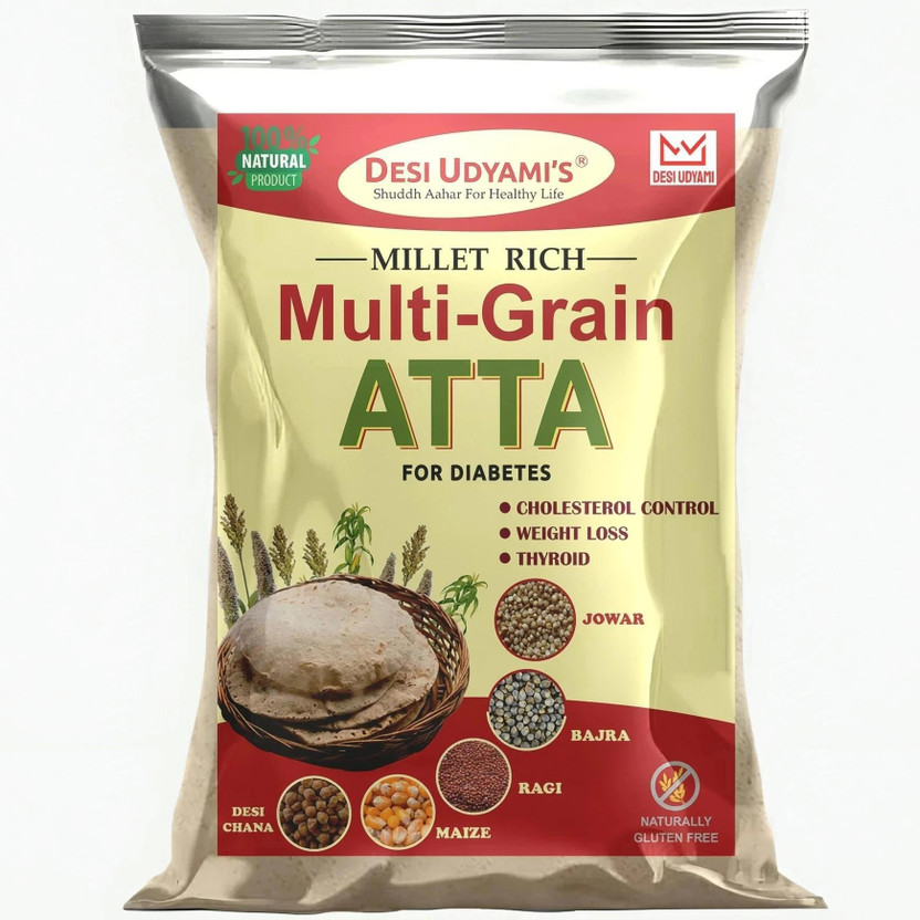 desi udyami Multigrain Atta for Diabetes, Cholesterol Control, Weight Loss, Thyroid(2 kg)