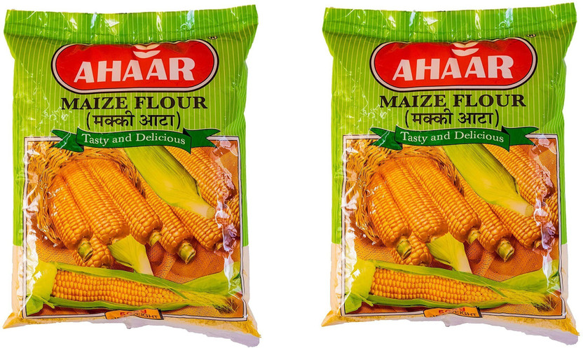 Ahaar Corn Flour / Makki Atta, 500gm Each(1 kg, Pack of 2)