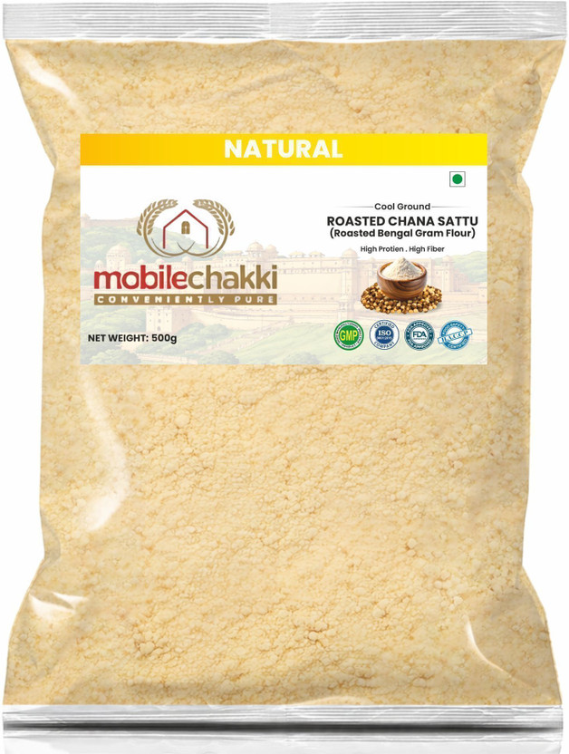 MOBILE CHAKKI Premium Sattu Atta | Roasted Chana Flour | High Protein Energy Drink Mix(0.5 kg)