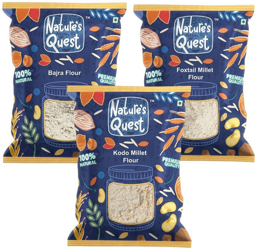 Nature's Quest Millet flour combo Bajra,Foxtail,Kodo (Pack of 3) 1.5 Kg(1.5 kg, Pack of 3)