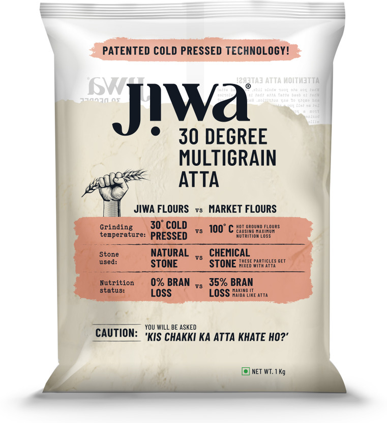 Jiwa 30 Degree Multigrain Flour | Patented Cold Pressed Atta | Slow Ground(1 kg)