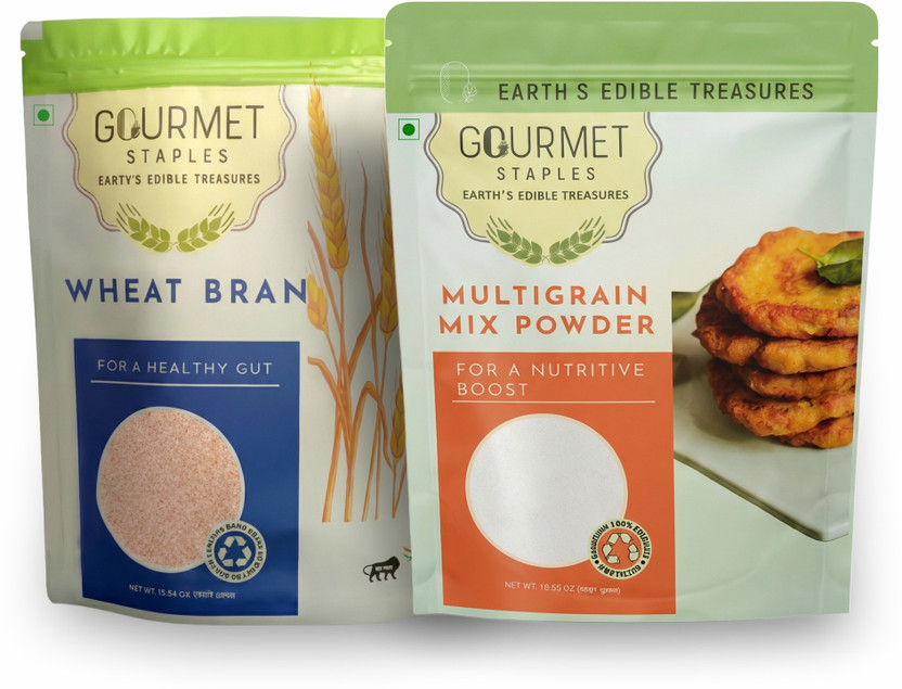 Gourmet Staples Multi Grain Mix & Wheat Bran Combo (Pack of 2), High Fiber Superfood(1800 g, Pack of 2)