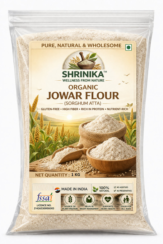 Shrinika Pure Premium Quality Jowar Atta/Sorghum Flour , Weight Loss & Overall Health(1 kg)