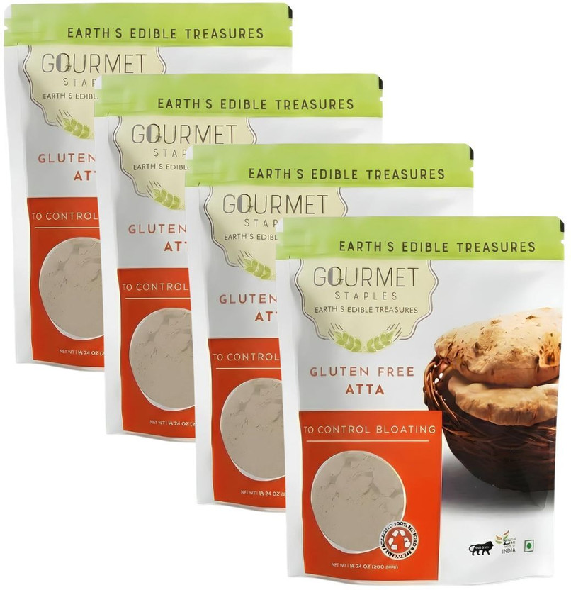 Gourmet Staples Ancient Grain Gluten-Free Atta (Pack of 4), High Protein & Fiber, For Soft Rotis(3600 g, Pack of 4)