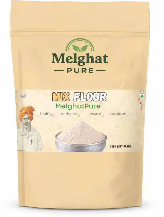 Melghat Pure Mix Flour 1kg | Multigrain Atta l Wheat, Gram, Maize, Bajra, Sorghum(1000 g)