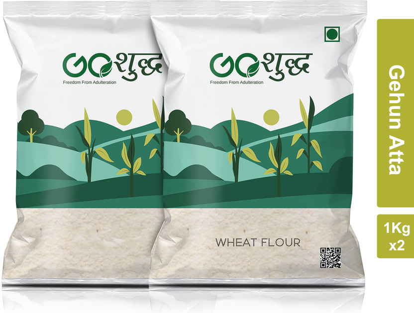 Goshudh Premium Quality Gehun Atta (Wheat Flour)-1Kg(2 kg, Pack of 2)