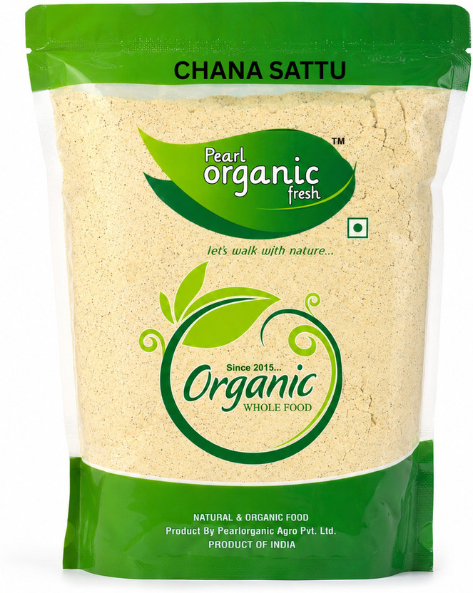 Pearl Organic Fresh Premium Chana Sattu Powder Desi Roasted Gram Flour Protein Rich Healthy Drink(750 g)