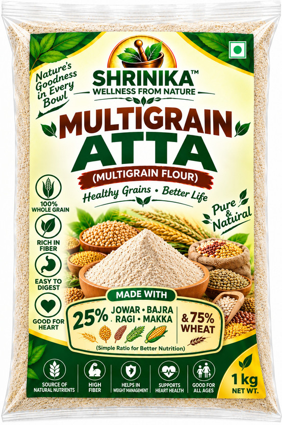 Shrinika Premium Multigrain Atta | Wheat, Jowar, Bajra & Maize Flour(1 kg)
