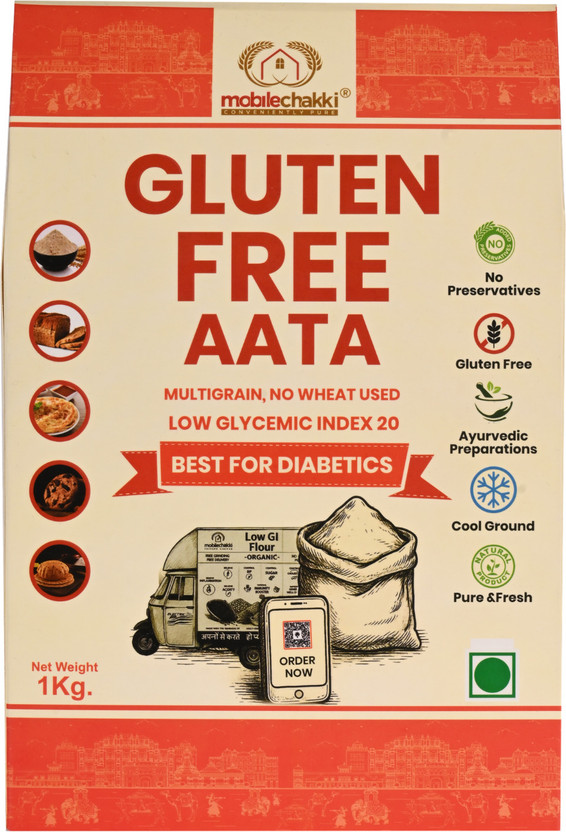 MOBILE CHAKKI Gluten Free Atta for Diabetics Low GI 20, Wheat Free(1 kg)