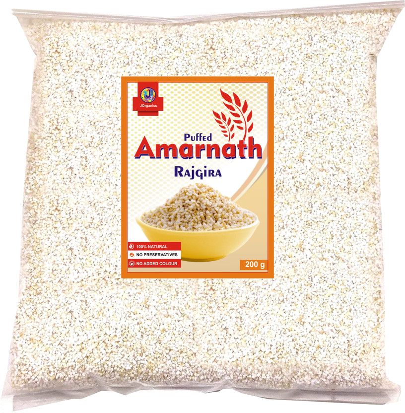 J Organics Puffed Amaranth (Rajgira) Healthy Puffed Snack | Gluten-Free Ragi Crackers(200 g)