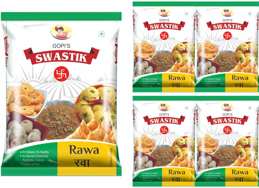 Swastik Rava | Natural, Nutritious, Healthy | For Upma, Rawa Idli, Rawa Dosa, Halwa(500 g, Pack of 5)