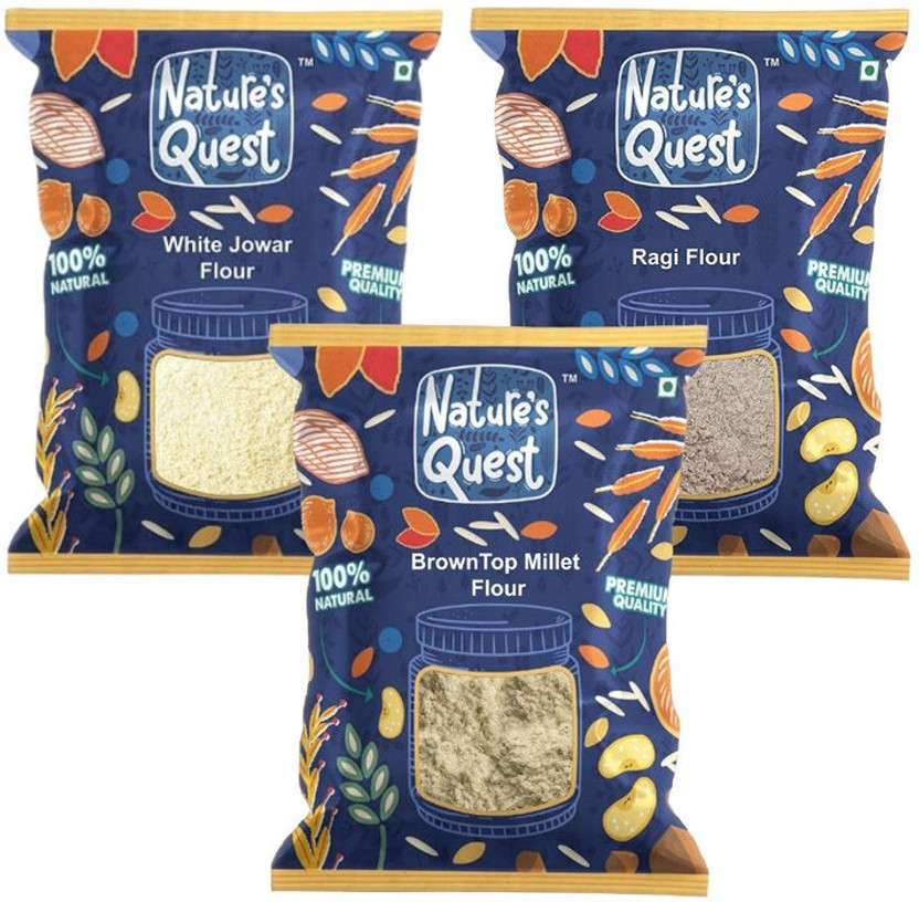 Nature's Quest Millet flour combo White Jowar,Ragi,Browntop (Pack of 3) 1.5 Kg(1.5 kg, Pack of 3)