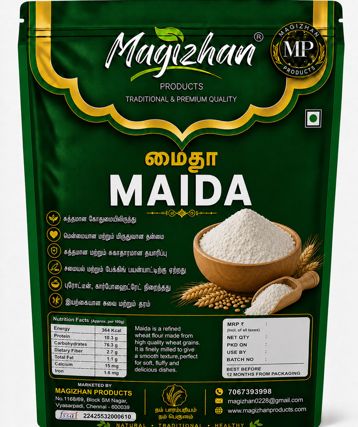Magizhan Products MAGIZHAN Maida (Refined Wheat Flour) | All Purpose Flour(500 g)