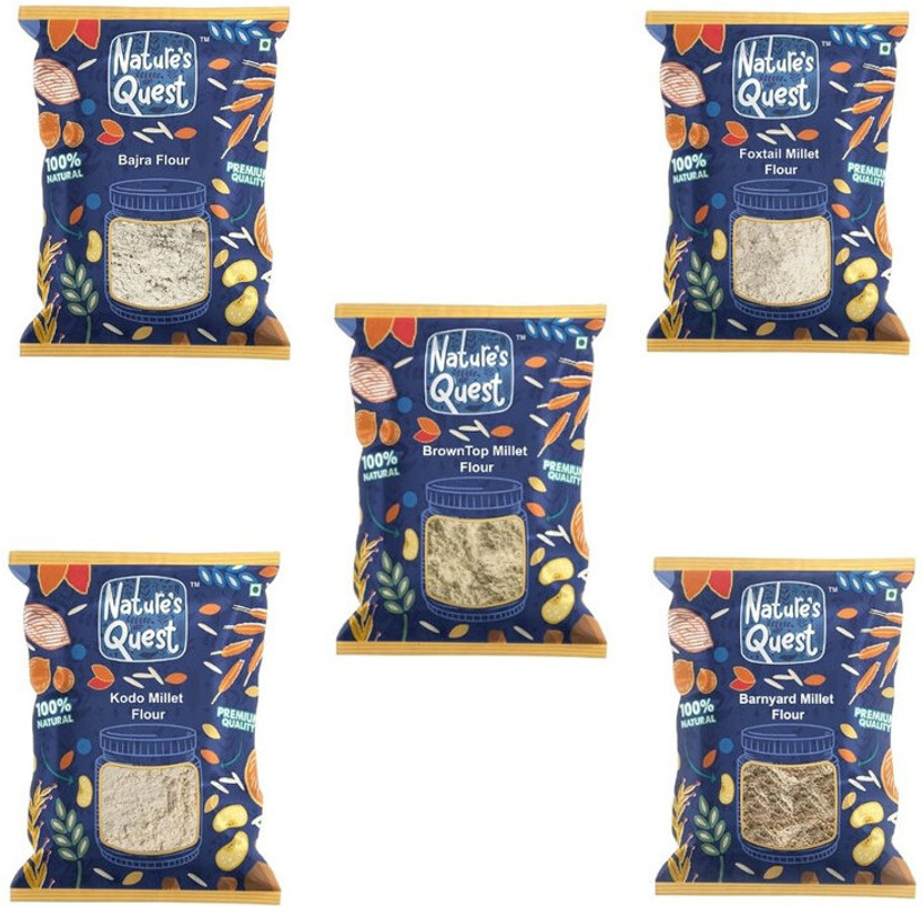 Nature's Quest Millet flour combo Bajra,Foxtail,Barnyard,Kodo,Browntop (Pack of 5) 2.5 Kg(2.5 kg, Pack of 5)