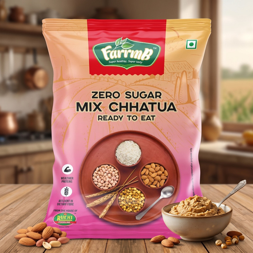 FarrmB Zero Sugar Mix Chhatua | Ready to Eat Healthy Breakfast | High Protein & Fibre(500 g)