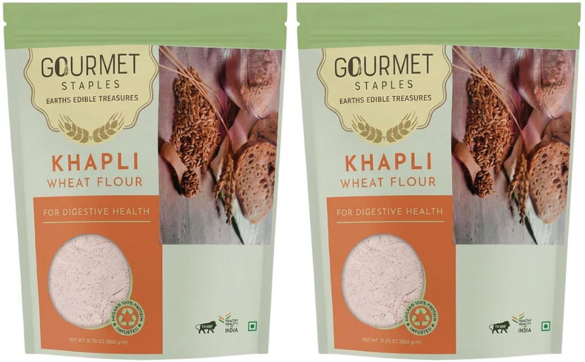 Gourmet Staples Khapli wheat Atta, Blood Sugar Control & Easy Digestion(1800 g, Pack of 2)